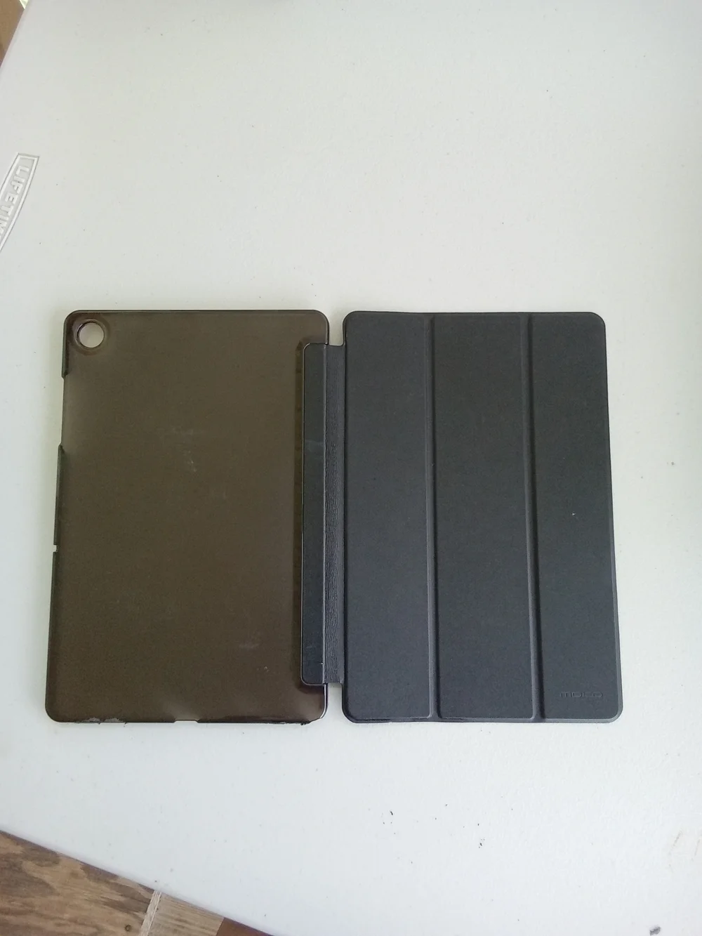 MoKo Slim Trifold Tablet Smart Case Black Matte Clear Frosted Back Cover
